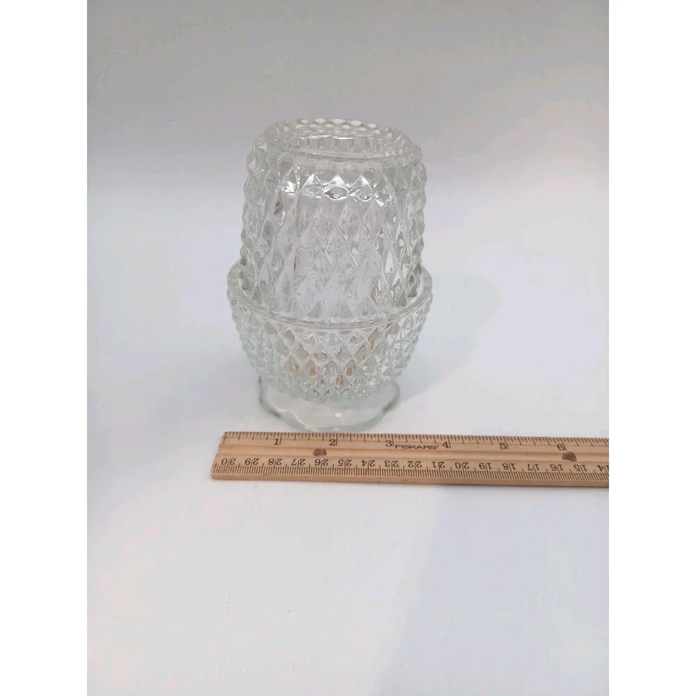 Indiana Glass Fairy Lamp Candle Holder Clear Diamond Point